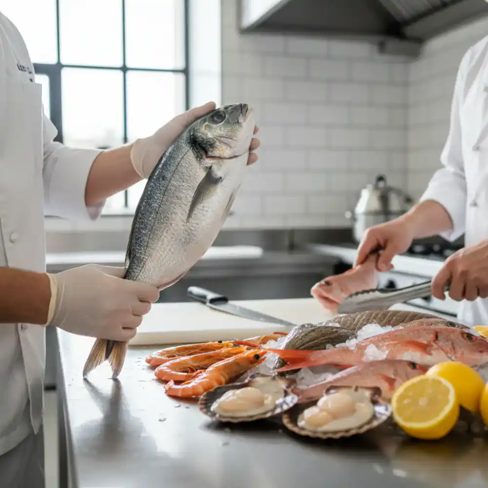 Careful handling and inspection of fresh seafood