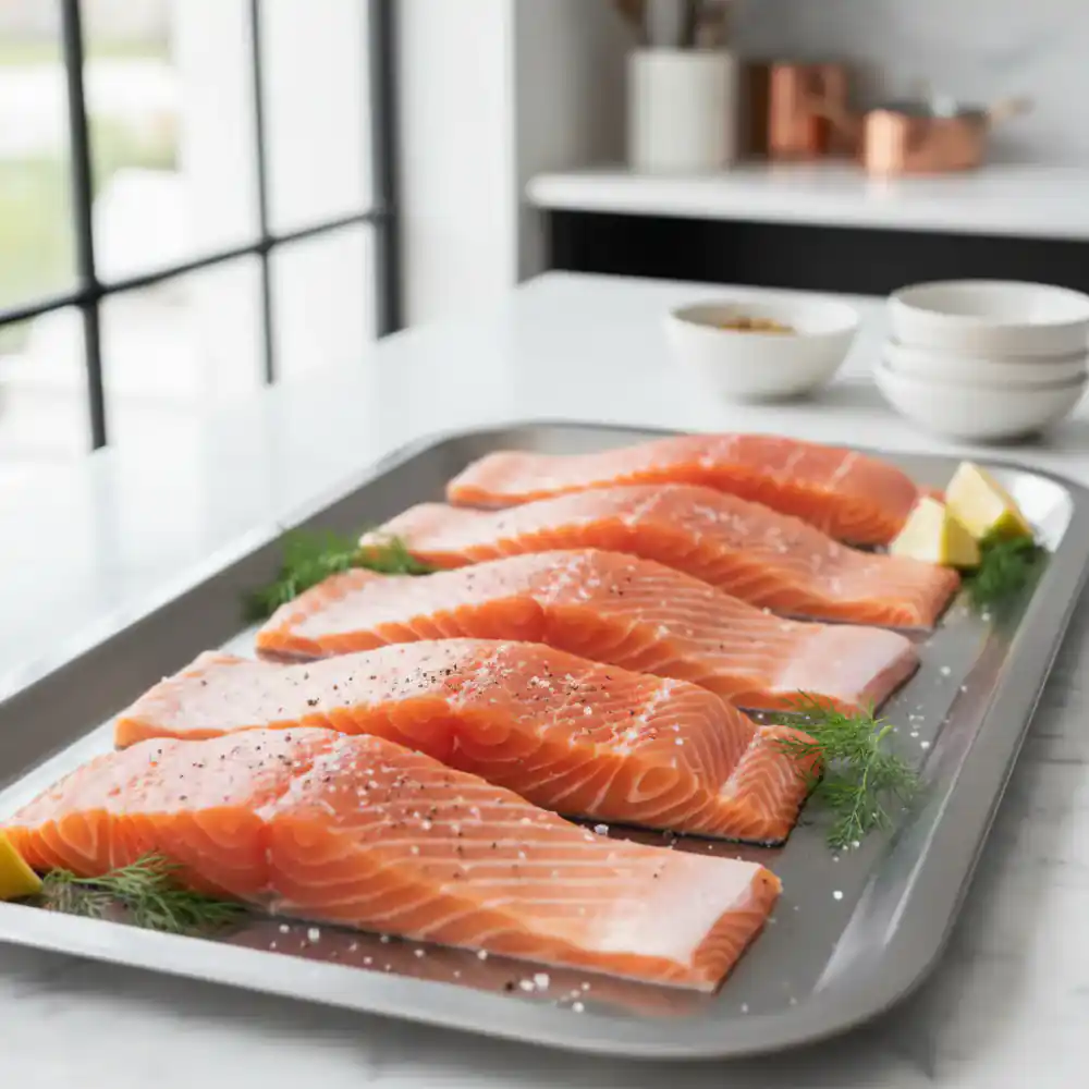 Perfectly trimmed salmon sides