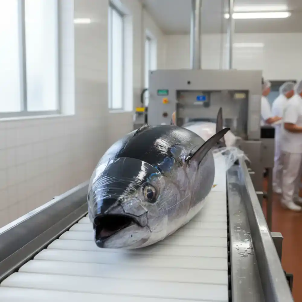 Whole tuna ready for transport